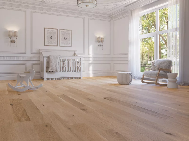Chambre d'enfant avec parquet en chêne blanc Blanc