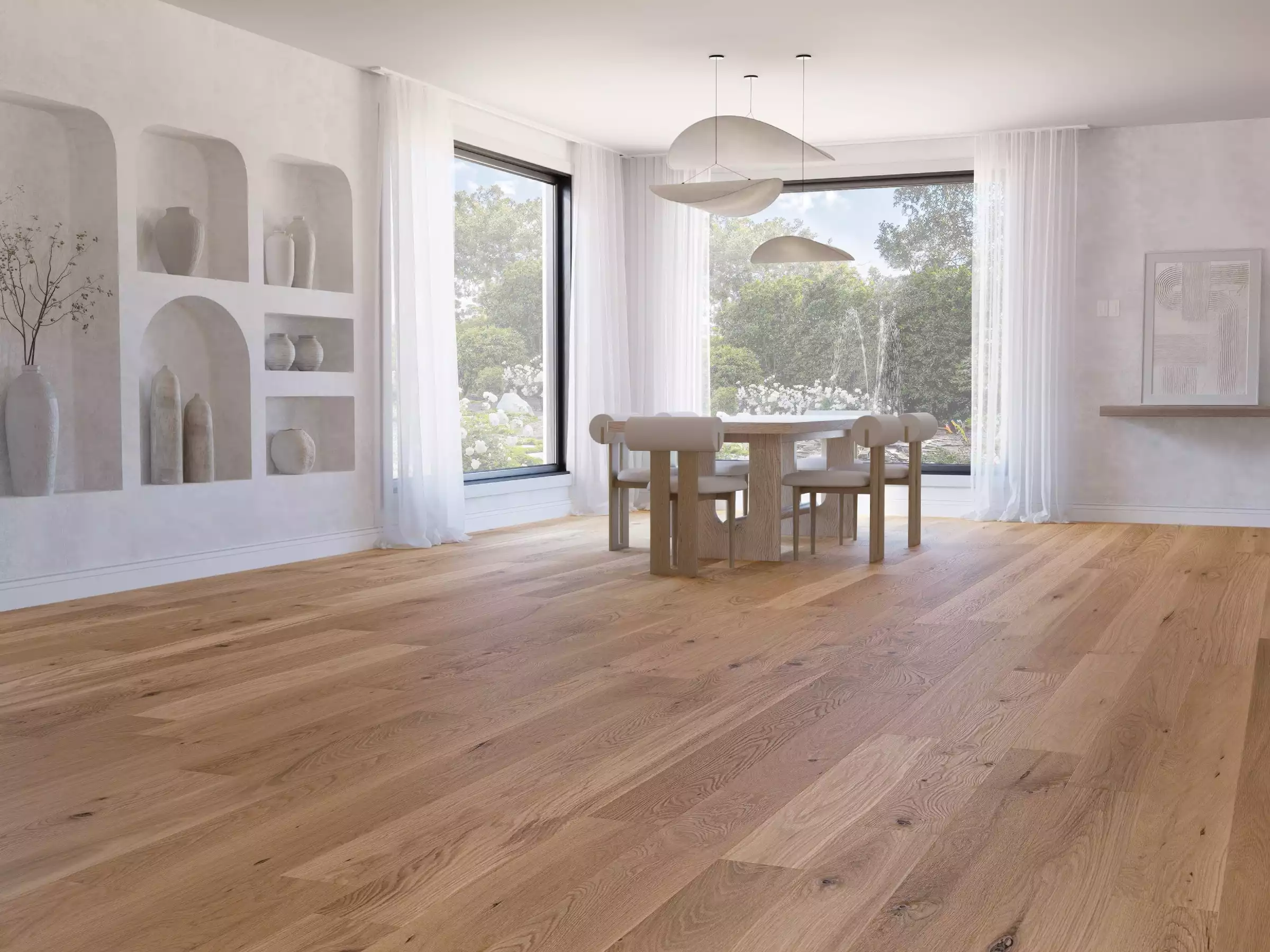 Salle à manger avec parquet en bois franc naturel de qualité Caractère