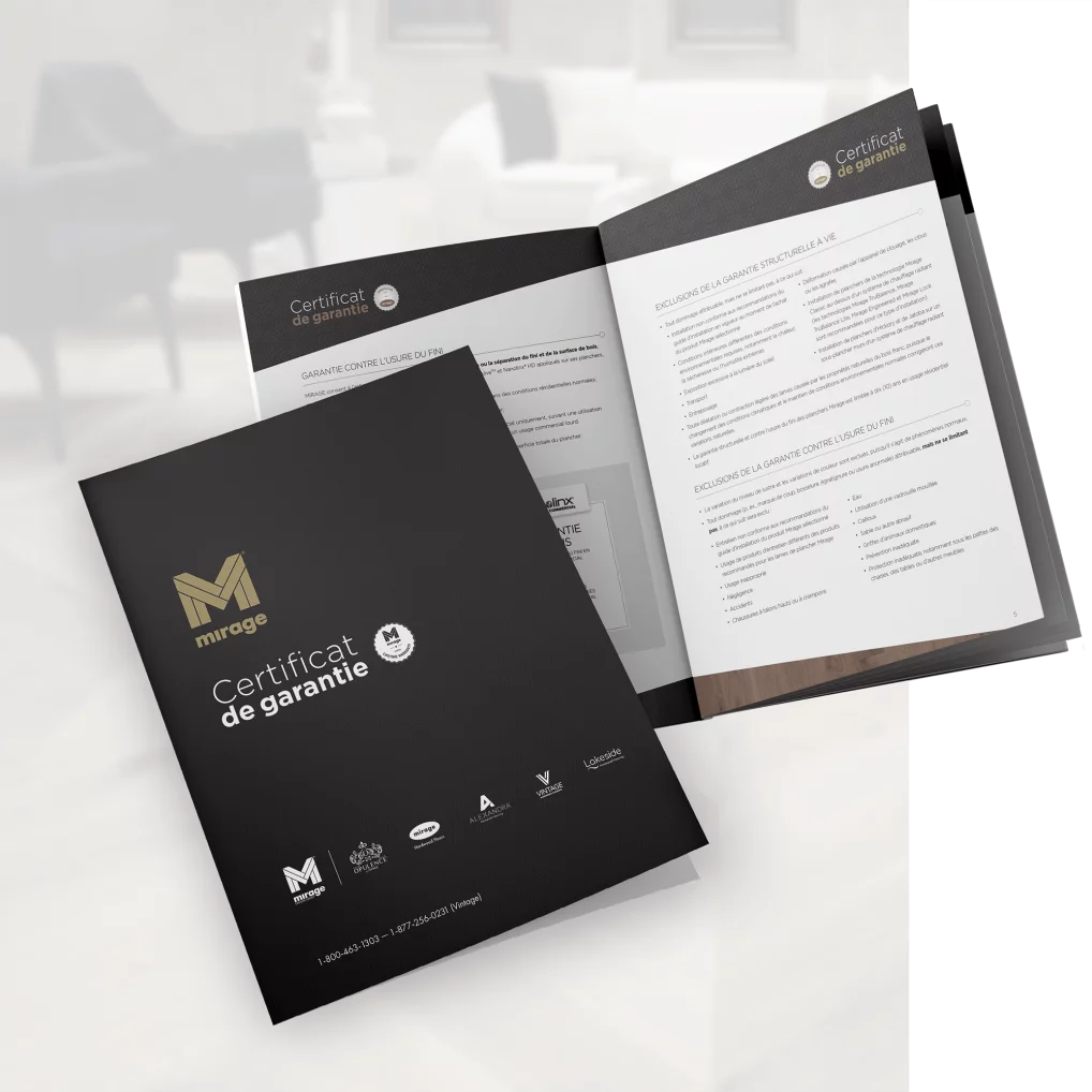 Certificat de garantie Plachers Mirage